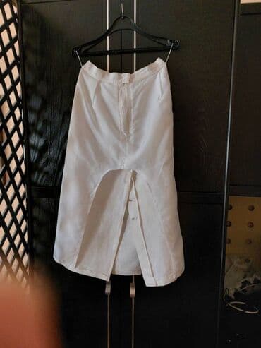 lanene pantalone za zene: XL (EU 42), Midi, bоја - Bela — 4