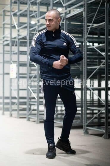 elegantne pantalone sa visokim strukom: Komplet, M (EU 50), L (EU 52), XL (EU 54), Adidas, bоја - Tamnoplava, Likra — 2