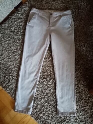 srebrne pantalone: M (EU 38), Normalan struk, Čino — 5