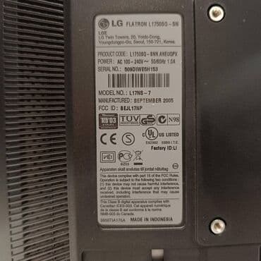 Monitori: Monitor LG, 17zoll. Podaci : videti sliku. Monitor je neispravan, sa — 5