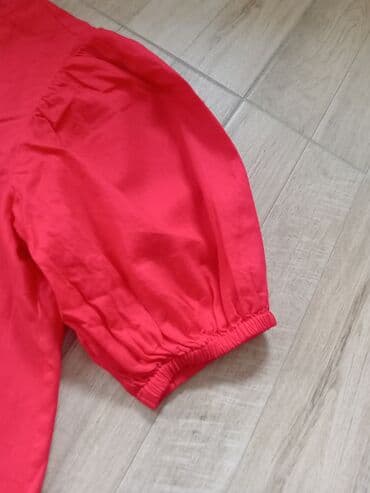 zara lanene pantalone: H&M M (EU 38), bоја - Crvena, Kratkih rukava — 3