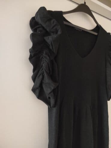 midi haljine h m: A-Dress M (EU 38), bоја - Crna, Kratkih rukava — 3