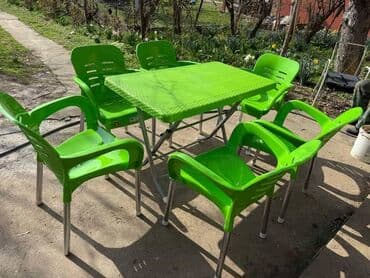 dimenzije barskih stolica: Bastenski set ! Sto sa četiri ili sest stolice dimenzija stola 120x70 — 1