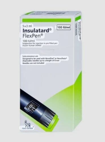 medicinski sobni bicikl: Pakovanje Insulatard FlexPen insulina, koje sadrži 4 napunjenih — 1