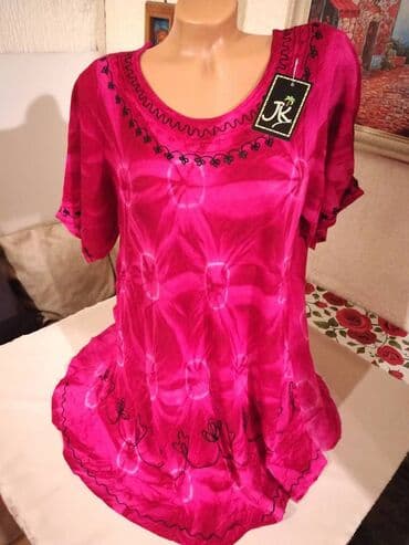 pantalone i tunike za punije: 2XL (EU 44), Viskoza, Cvetni, Jednobojni, bоја - Roze — 1
