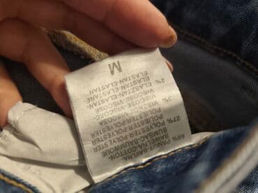 vunene pantalone: M'SARA farmerke svetloplave boje sa izbledelim detaljima i diskretnim — 5