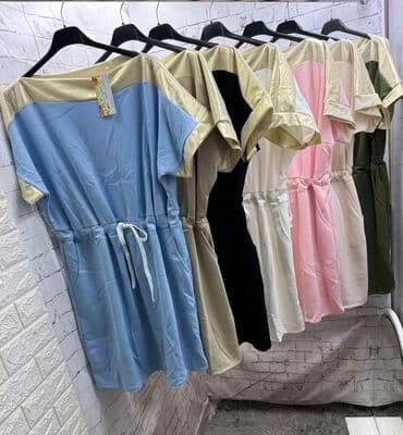 svecane haljine na jedno rame: One size, bоја - Svetloplava, Oversize, Kratkih rukava — 2