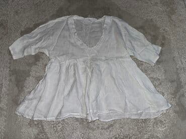 kratke haljine od satena: 9Fashion Woman, 2XL (EU 44), Lan, bоја - Bela — 1