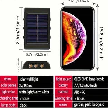 okapnice za krov cena: 6 LED solarnih zidnih svetala za spoljnu upotrebu/2 komada. Opremljen — 2