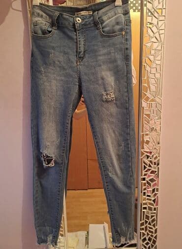 elegantne pantalone sa visokim strukom: Skinny farmerke dublji struk. Odgovaraju za S velicinu — 3