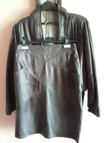 prsluk i pantalone komplet: XL (EU 42), Koža, Jednobojni, bоја - Maslinasto zelena — 2