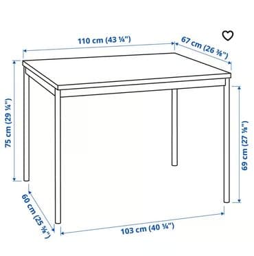 polovan namestaj iz inostranstva u palanci: Pravougaoni sto crne boje, dimenzija 110 cm x 67 cm, visine 75 cm — 2