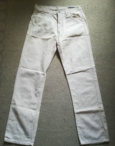 pantalone s: Farmerke GAS vel 32, bele, rebrasti texas, original, kao nove, jednom — 2