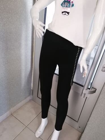 elegantne pantalone sa visokim strukom: S (EU 36), bоја - Crna, Jednobojni — 8