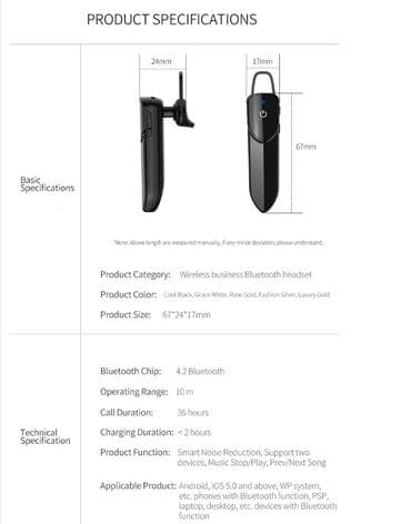 radio sa ekranom na izvlacenje: Bluetooth Handsfree Bezicna Slusalica Efektivna udaljenost: 10 metara — 8