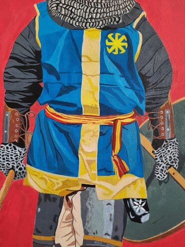 auto karta crne gore i srbije: Slovenski vitez Radjeno na platnu 40×50cm Kombinacija akrila i — 6