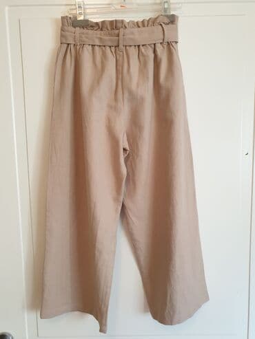 elegantne pantalone sa visokim strukom: 140-146, bоја - Bež — 3
