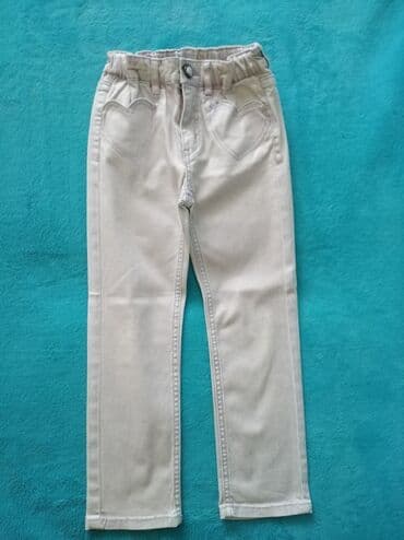 elegantne pantalone sa visokim strukom: 110-116, bоја - Bež — 1