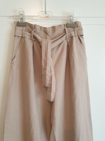 elegantne pantalone sa visokim strukom: 140-146, bоја - Bež — 2