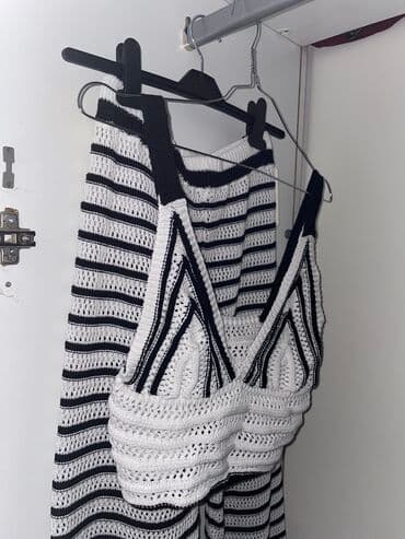 zenski kompleti sako i pantalone cene: One size, Prugasti, bоја - Bela — 3