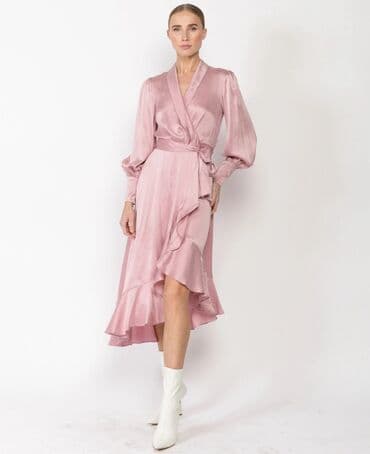 midi haljine h m: M (EU 38), bоја - Roze, Večernji, maturski, Dugih rukava — 1