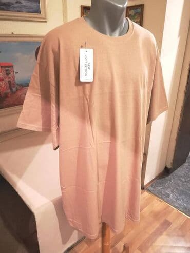 elegantne pantalone sa visokim strukom: Majica na kratke rukave, 6XL (EU 64), bоја - Bež, Pamuk — 3
