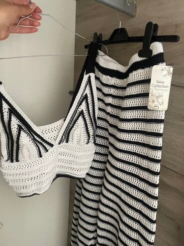 zenski kompleti sako i pantalone cene: One size, Prugasti, bоја - Bela — 1