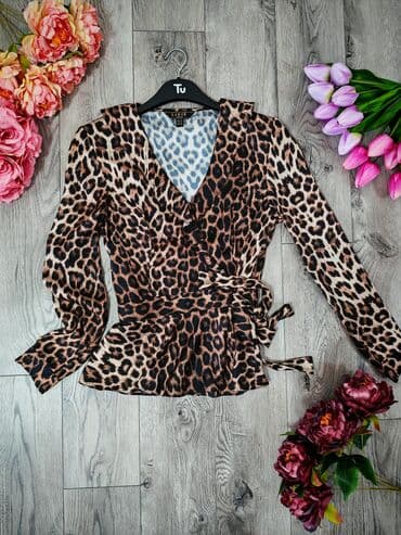 Košulje: M (EU 38), Saten, Leopard, krokodil, zebra, bоја - Braon — 1