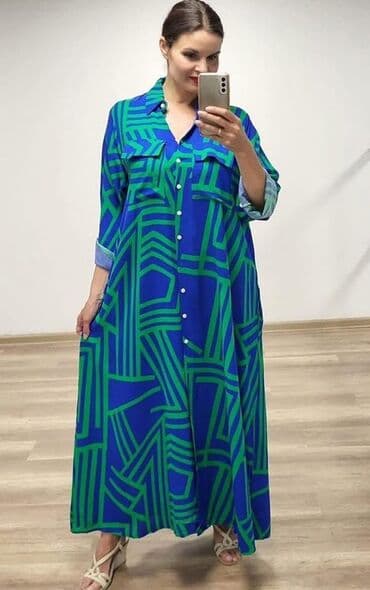 turske duge haljine: One size, bоја - Zelena, Oversize, Dugih rukava — 2