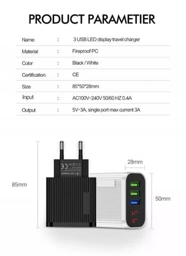 mini klime za sobu cena: Adapter za USB sa LCD ekranom boja bela i crna — 2