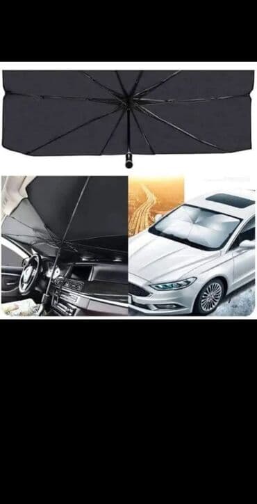 navlaka za auto protiv sunca: Suncobran za vetrobransko staklo automobila, crne boje. Ovaj suncobran — 3