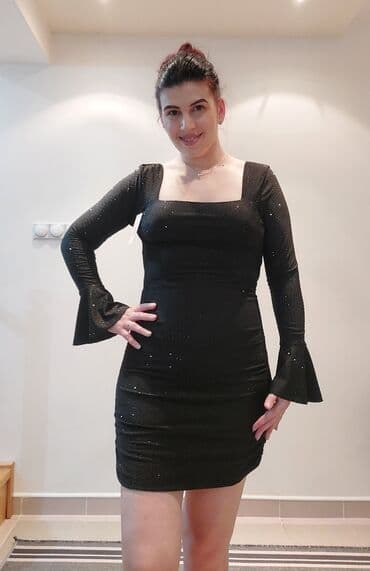 butik haljina: One size, bоја - Crna, Večernji, maturski, Dugih rukava — 3