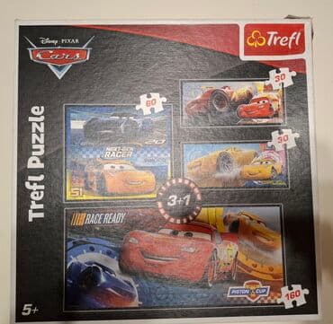 japanke na vezanje: Cars pixar 3 u 1 original trefl puzle korišćene kao novo osim kutije — 1