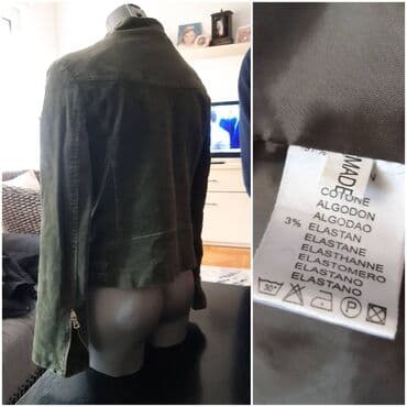 pantalone od somota: Preslatka Croop top somotska zelena jaknica, malo koriscena — 2