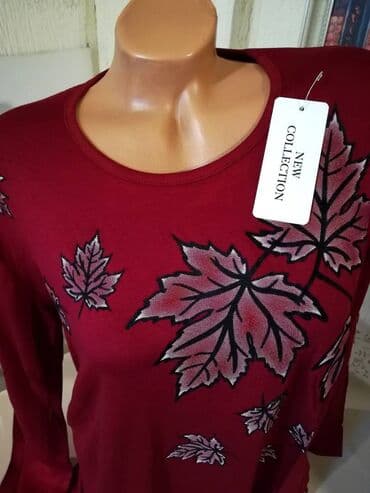 pantalone i tunike za punije: 3XL (EU 46), Viskoza, Cvetni, Jednobojni, bоја - Bordo — 2