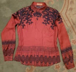 Košulje: M (EU 38), Svila, Cvetni, Jednobojni, bоја - Crvena — 7