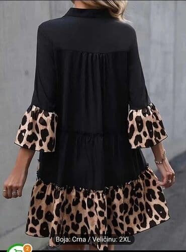 crna haljina duga: 2XL (EU 44), bоја - Crna, Oversize, Dugih rukava — 1