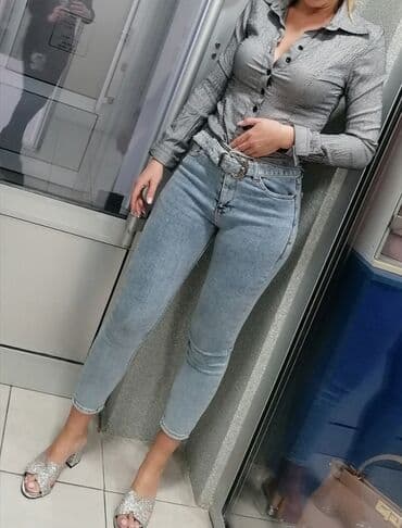elegantne pantalone sa visokim strukom: Predivne farmerice Uvoz Francuska Kao nove Obučene jednom Savrsene — 2