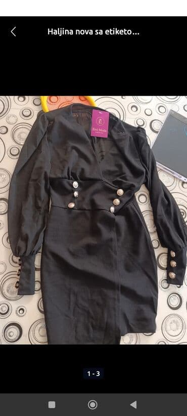 butik haljina: One size, bоја - Crna, Koktel, klub, Dugih rukava — 2