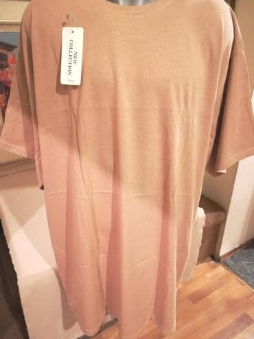 elegantne pantalone sa visokim strukom: Majica na kratke rukave, 6XL (EU 64), bоја - Bež, Pamuk — 4