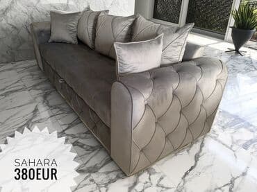 lazy sofa: Elegantna sofa u sivoj boji, presvučena somotom, sa karakterističnim — 1