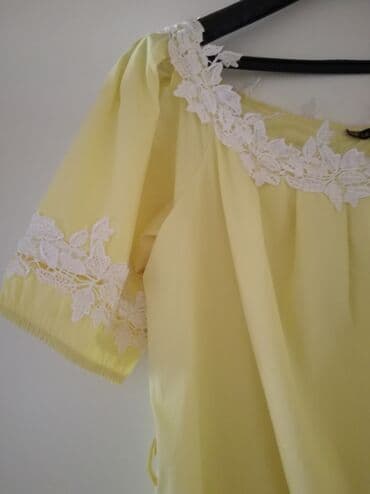 haljine dugacke: A-Dress XL (EU 42), bоја - Žuta, Kratkih rukava — 3