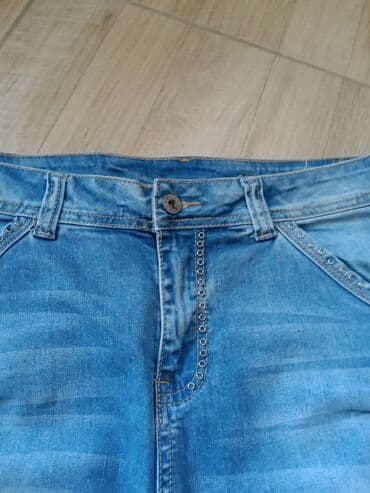 pantalone s: Teksas, Normalan struk, Ravne nogavice — 1