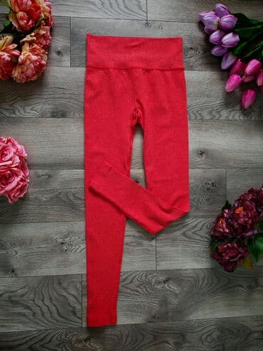 elegantne pantalone sa visokim strukom: S (EU 36), bоја - Crvena, Jednobojni — 3