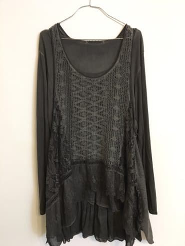 bluza s: L (EU 40), XL (EU 42), 2XL (EU 44), Likra, Jednobojni, Vez, bоја - Siva — 1