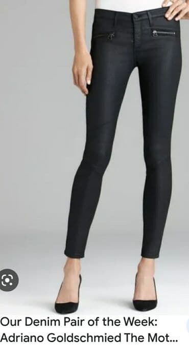skinny fit farmerke: Adriano goldschmied ag moto biker jeans bajker farmerke, crne — 9