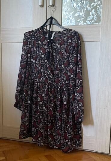 duge teksas haljine: Pepe Jeans L (EU 40), bоја - Bordo, Oversize, Dugih rukava — 1