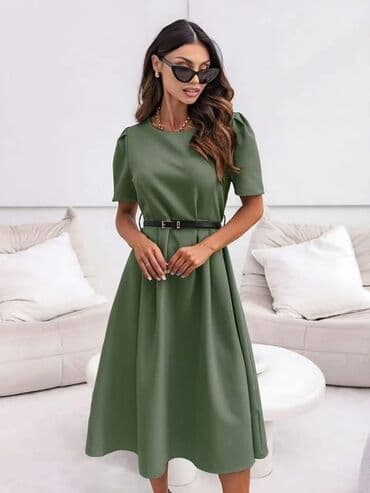 letnje elegantne haljine: One size, bоја - Žuta, Kratkih rukava — 3