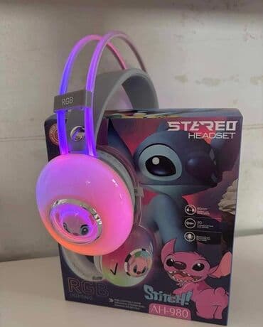 bluetooth slusalice za decu: Stereo slušalice Stitch AH-980 sa RGB osvetljenjem. Slušalice imaju — 3