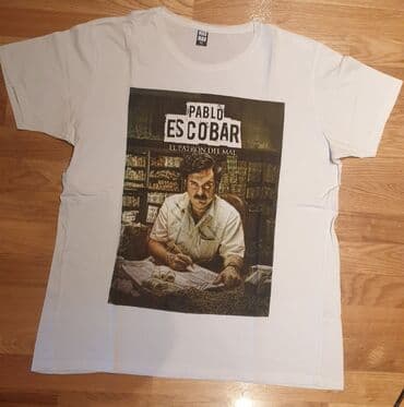 majica s: Pablo escobar - eskobar bela muška majica. Piše xl velicina. Pazuh — 1
